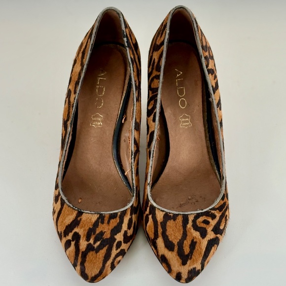 ALDO Cat Print Fur Chunky Heels - Picture 2 of 6